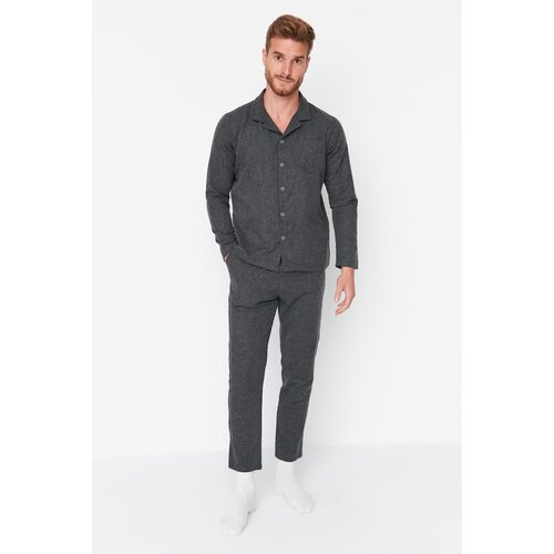 Trendyol Anthracite Men Regular Fit Woven Pajamas Set Slike