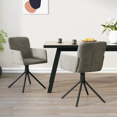  Vrtljiv jedilni stol 2 kosa svetlo siv žamet, (20699263)
