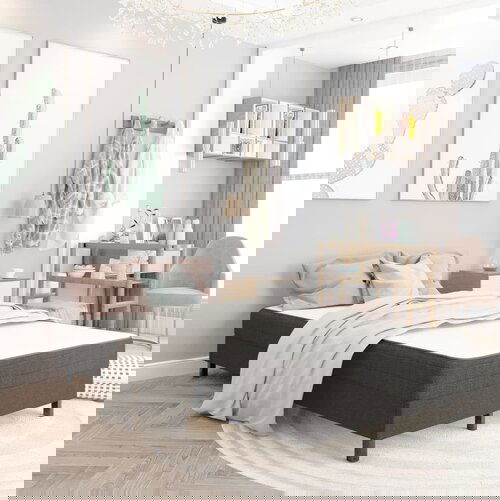 The Living Store Boxspring postelja temno siva iz blaga 120x200 cm - Boxspring Postelja, (21737211) Cene