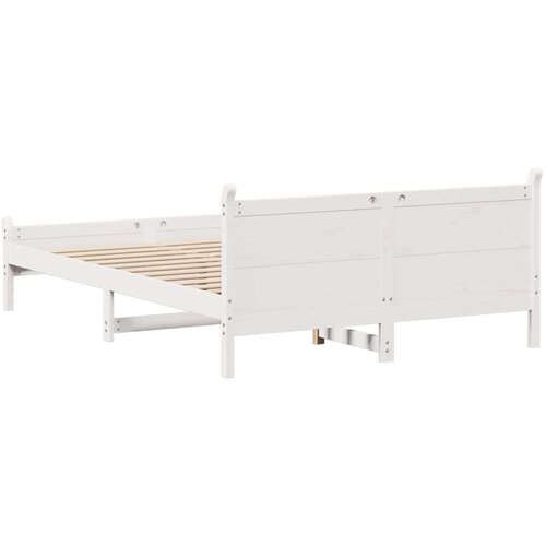 VidaXL Okvir kreveta bez madraca bijeli 135 x 190 cm masivna borovina Slike