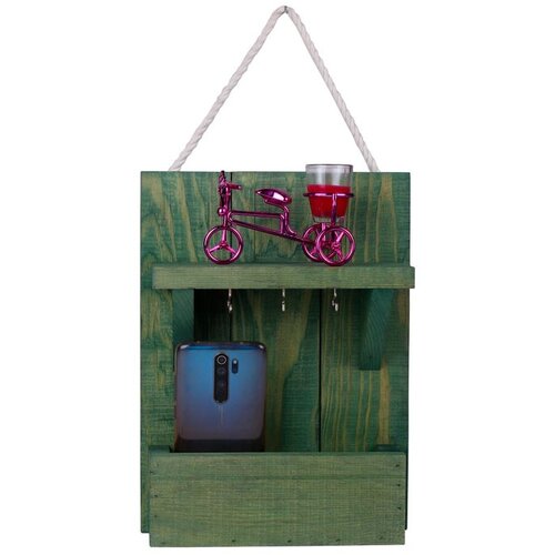 WALLXPERT 214-Y Green Wooden Key Holder Cene