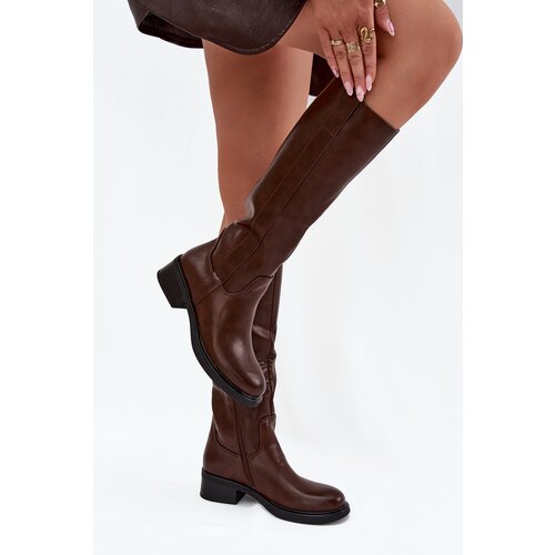 Boto Women's Officer Boots With Low Heel Insulated Brown Averna Cene