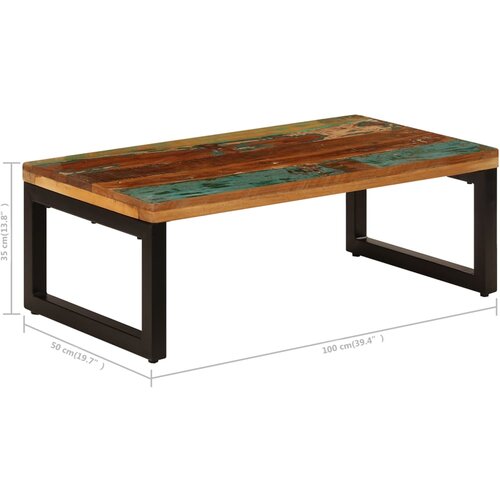  Stolić za kavu od obnovljenog drva i čelika 100 x 50 x 35 cm Slike