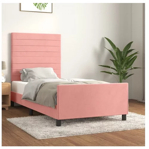 vidaXL Okvir za krevet s uzglavljem ružičasti 90x200 cm baršunasti