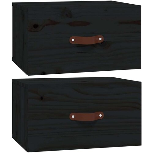 VidaXL Zidni noćni ormarići 2 kom Crna 40 x 29,5 x 22 cm Slike