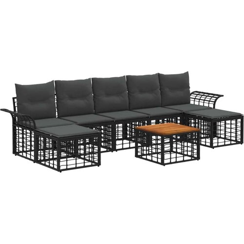  Set vanjskih sofa 8 pcs Crna i tamno siva Poliester - Crna i tamno siva sa stolom Cene