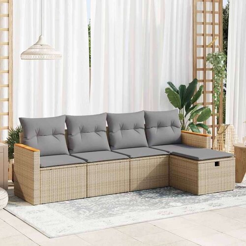 vidaXL 5-dijelni vrtni set sofa s jastucima bež od poliratana Cijene