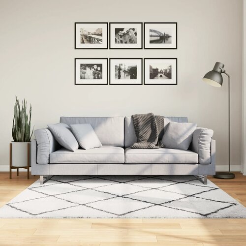 vidaXL Čupavi moderni tepih s visokim vlaknima krem-crni 160x160 cm Cijene