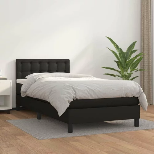  Box spring postelja z vzmetnico črn 90x190 cm umetno usnje, (20724713)