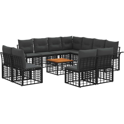 vidaXL Zunanja garnitura za sedenje 12 pcs Črna in Temno siva, (5000270334) Cene
