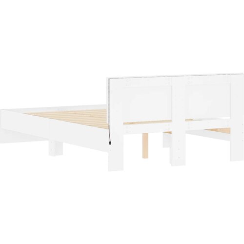  Okvir za krevet s uzglavljem i LED bijeli 135x190 cm Slike
