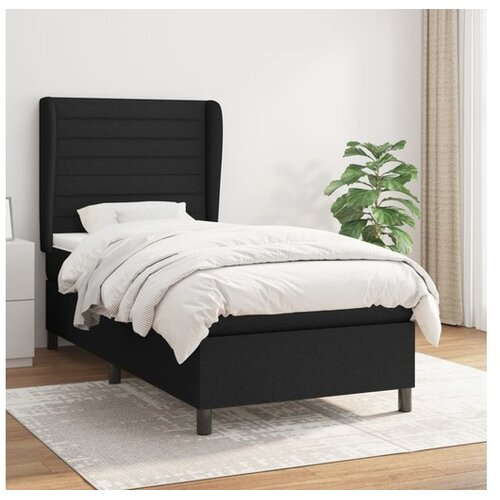  Box spring postelja z vzmetnico črna 100x200 cm blago Cene