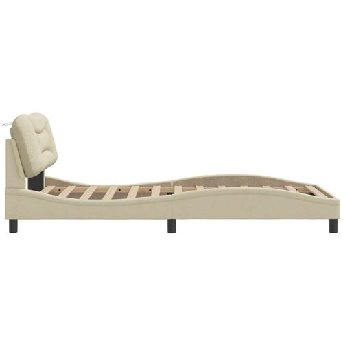 VidaXL okvir za krevet s uzglavljem krem 100x200 cm od tkanine Slike