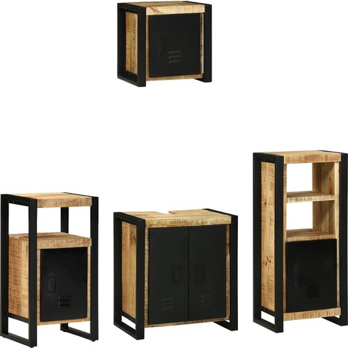 vidaXL Set namještaja za kupaonicu 4 pcs Smeđa Čvrsto drvo manga Cijene