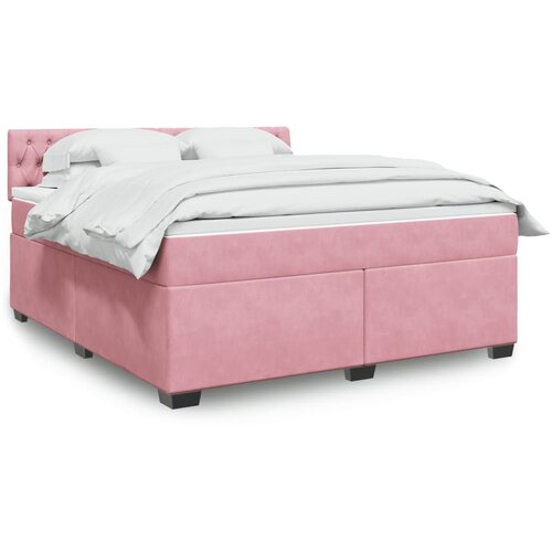 vidaXL Box spring postelja z vzmetnico roza 180x200 cm žamet Cene