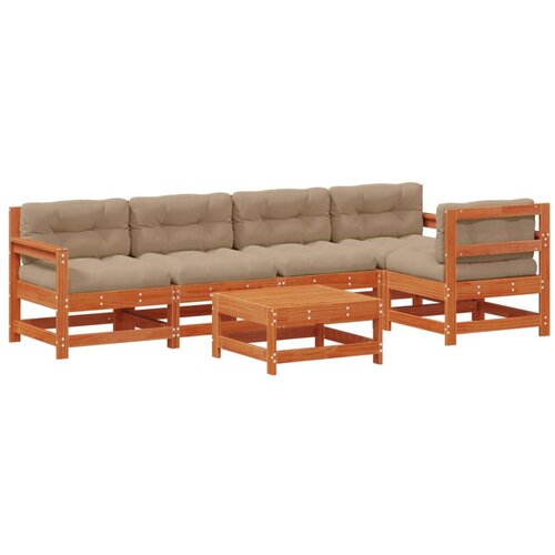  Set lounge namje&amp;scaron;taja za vrt 6 pcs Vosak Smeđa Masivna borovina - Vosak smeđa bor Slike