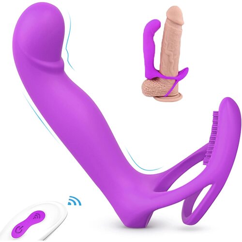 Paloqueth Vibrating Double Fucker &amp;amp; Clitoris Stimulator with Remote Purple Slike