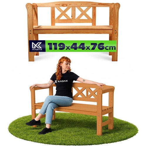 KADAX Lesena vrtna klop z naslonjalom 119 cm Terasna klop za vrt Tik, (5000362050) Slike