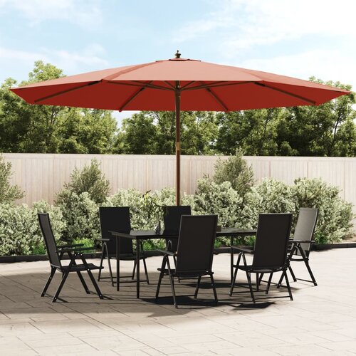 VidaXL Vrtni suncobran s drvenim stupom terakota 400x273 cm Slike