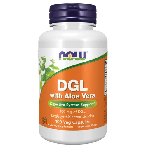 Now Foods DGL (deglicirizirani sladki koren) z aloe vero NOW, 400 mg (100 kapsul)
