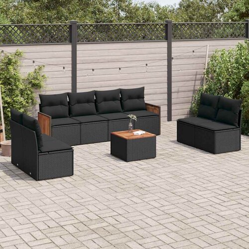  9-dijelni set vrtnih sofa s jastucima crni od poliratana Cijene