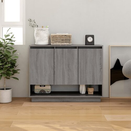 VidaXL komoda siva sonoma 97x31x75 cm iverna plo&amp;scaron;ča Slike