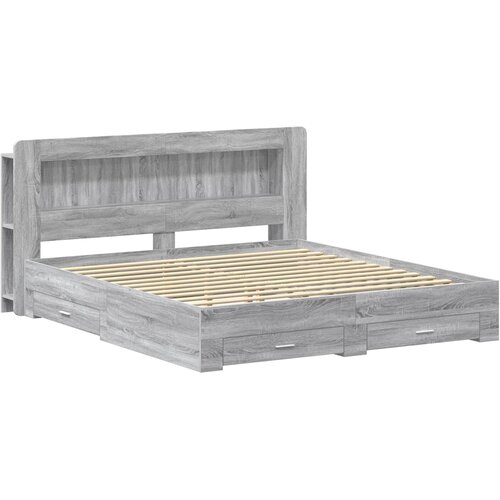  Okvir kreveta s pohranom s uzglavljem Siva Sonoma 200 x 200 cm Slike
