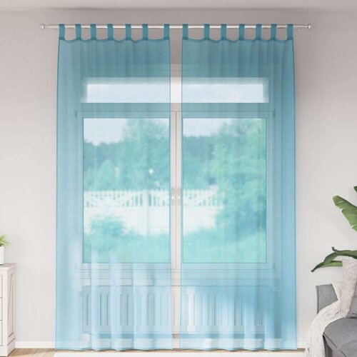 Voile zavjese s petljama 2 kom. tirkizne 140x260 cm Cene
