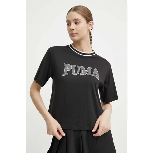 Puma Pamučna majica SQUAD za žene, boja: crna