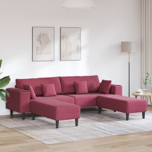  Kavč z blazino 3 pcs Vinorodna rdeča Žamet, (5000138243) Cene