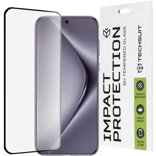 Techsuit 111D Full Cover / Staklo s punim ljepilom / 3D zakrivljeno staklo za Huawei Pura 70 Pro &amp;ndash; crno Slike