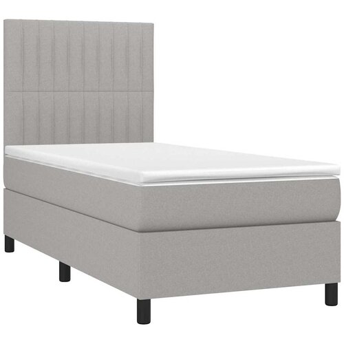  Krevet box spring s madracem LED svjetlosivi 90x190 cm tkanina Slike