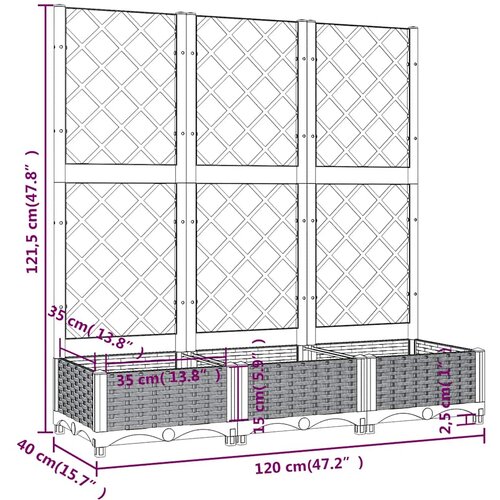  Vrtna sadilica s re&amp;scaron;etkom plava siva 120 x 40 x 121,5 cm PP Slike