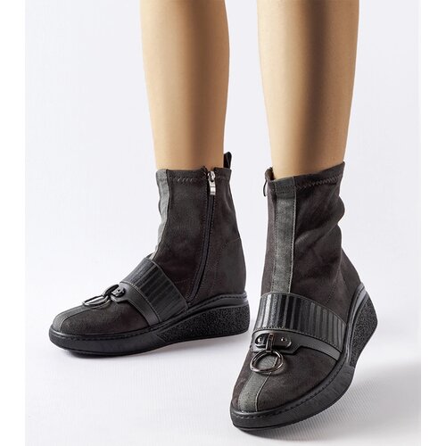 Gemre Gray sock ankle boots on a wedge Colonnata Cene