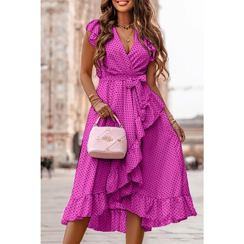 Fenzy Midi Haljina S Uzorkom Na Točkice, Fuksija Cijene