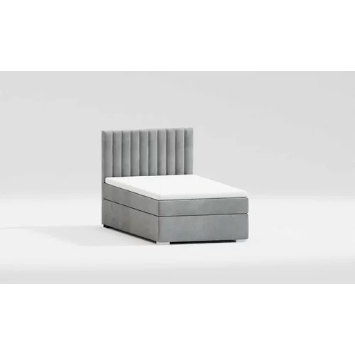 Ropez Svijetlo sivi tapecirani krevet s prostorom za odlaganje s podnicom 80x200 cm Bunny –