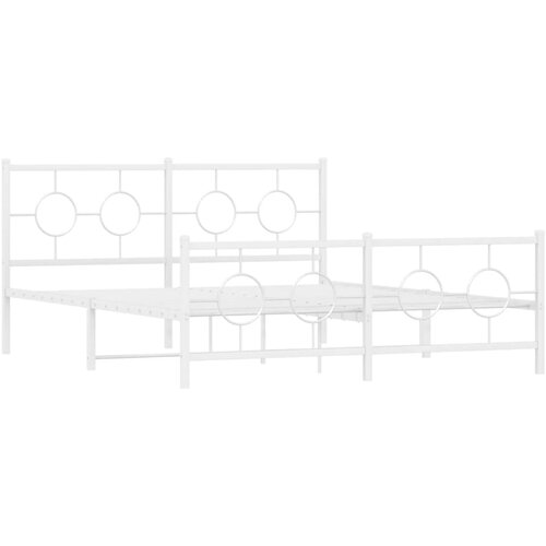vidaXL Kovinski posteljni okvir z vzglavjem in vznožjem bel 150x200 cm, (21058393) Cene