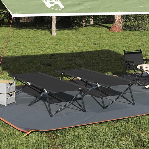  Sklopivi kamperski krevet 2 pcs Crna 206 x 76 x 74 cm Cene
