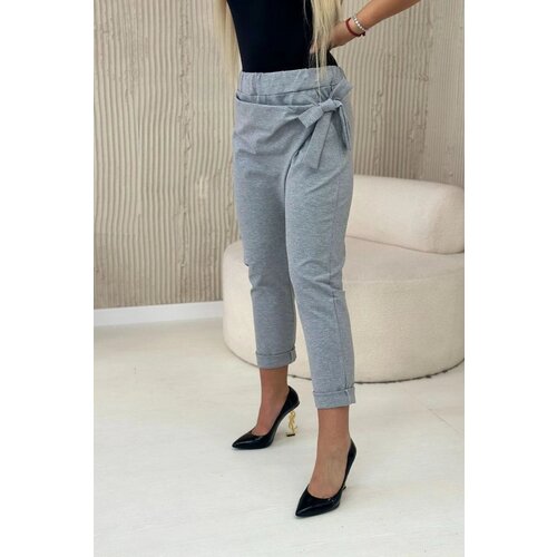 Kesi Viscose pants with asymmetrical front binding, grey Slike