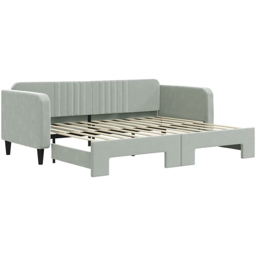 vidaXL Izvlečna dnevna postelja svetlo siva 90x200 cm žamet, (20937319) Cene