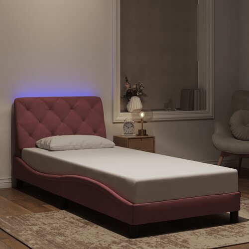  Okvir kreveta s LED-om bez madraca ružičasti 90 x 200 cm bar&scaron;unasti Cijene