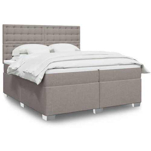VidaXL Krevet s oprugama i madracem smeđesivi 200x200 cm od tkanine Slike