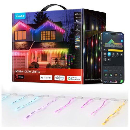 GOVEE LED RGBIC spolja&scaron;nji niz ledenica 10m Wi-Fi Matter IP65 Cene