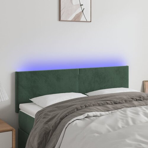 The Living Store LED posteljno vzglavje temno zeleno 144x5x78/88 cm žamet - LED Vzglavje, (21453816) Slike