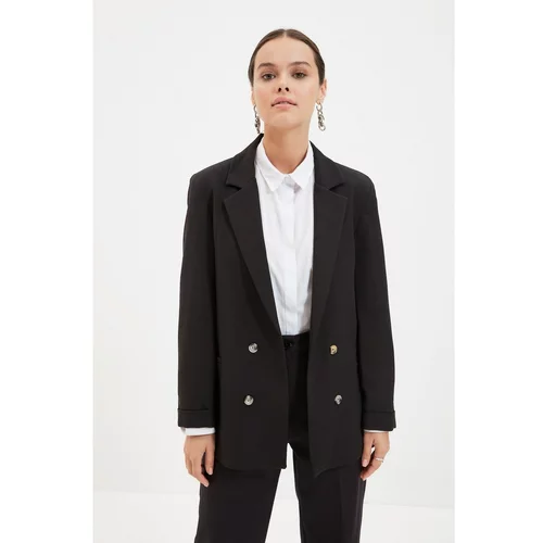 Trendyol Black Lined Double Button Jacket