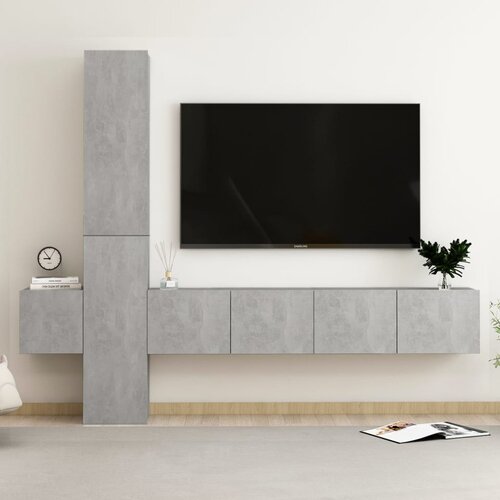 The Living Store Komplet TV omaric 5-delni betonsko siva iverna plošča - TV Omarica, (21624851) Cene