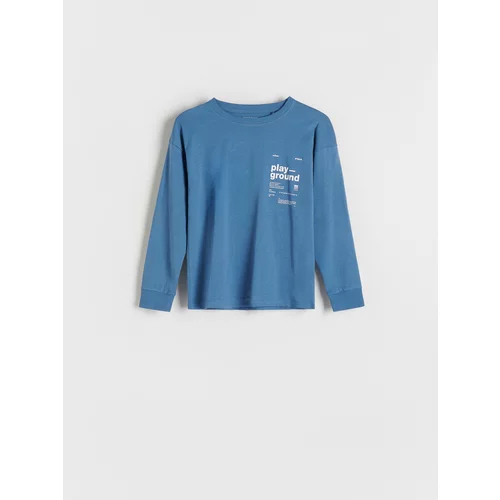 Reserved - Predimenzionirana majica dugih rukava s printom - steel blue