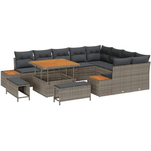 vidaXL Vrtna sedežna garnitura 12 pcs Siva poli ratan, (5000146234) Cene