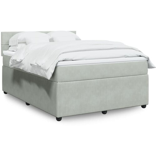 vidaXL Box spring postelja z vzmetnico svetlo siva 160x200 cm žamet Cene