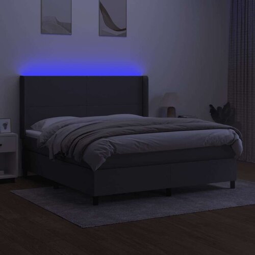  Box spring s madracem LED tamnosivi 180x200 cm tkanina Slike